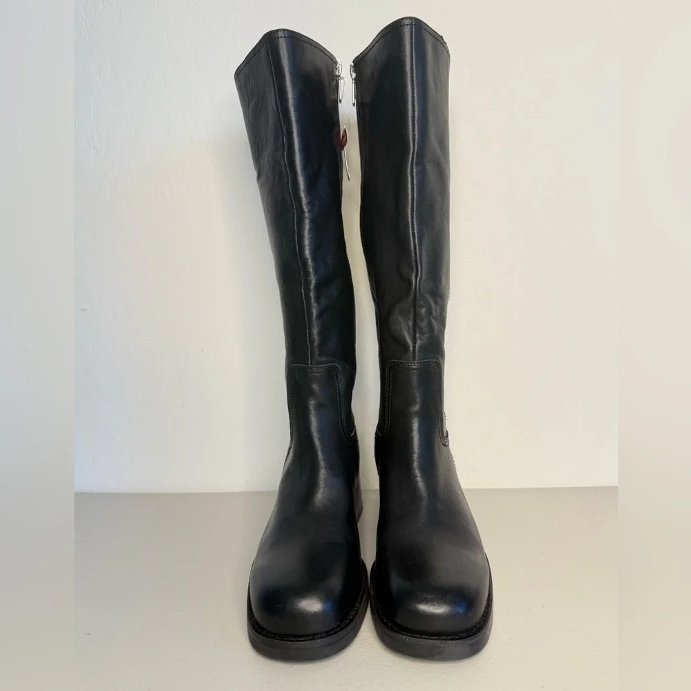 NEW BLONDO Camrin Black Leather Chunky Heel Waterproof Tall Boot Women’s Size 11